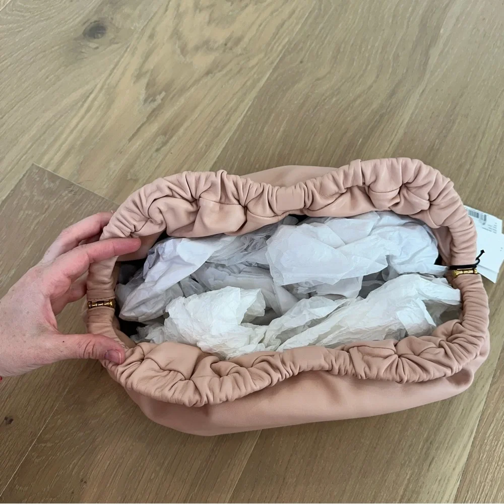 Mansur Gavriel Large Cloud Clutch Purse Puff Pink Italy Italian Leather Bag - Picture 10 of 15